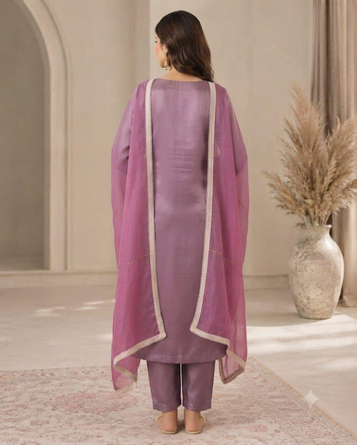 Lavender/Purple Embroidered Suit Set
