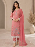 Pink Embroidered Suit Set with Dupatta