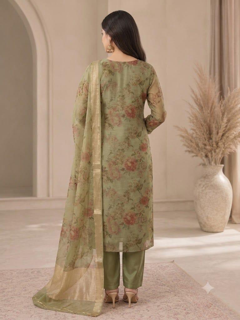Sage Green Embroidered Suit Set